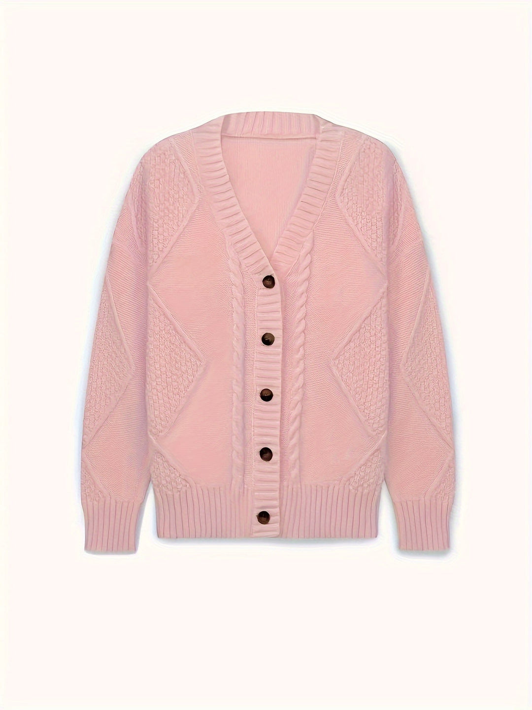 Solmund | Dame Strikkardigan Kabelstrik - Light Pink - Image 2