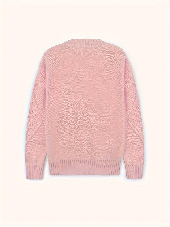 Solmund | Dame Strikkardigan Kabelstrik - Light Pink - Image 3