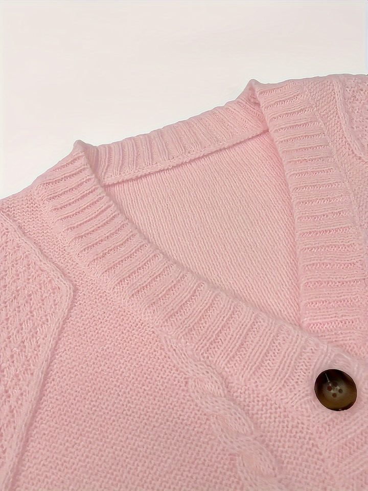 Solmund | Dame Strikkardigan Kabelstrik - Light Pink - Image 5