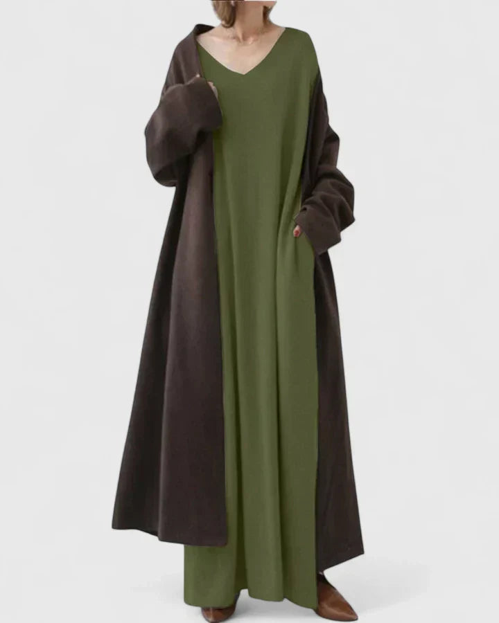 Solmund | Dame Strikket Maxikjole Oversized - Light Grey - Image 2