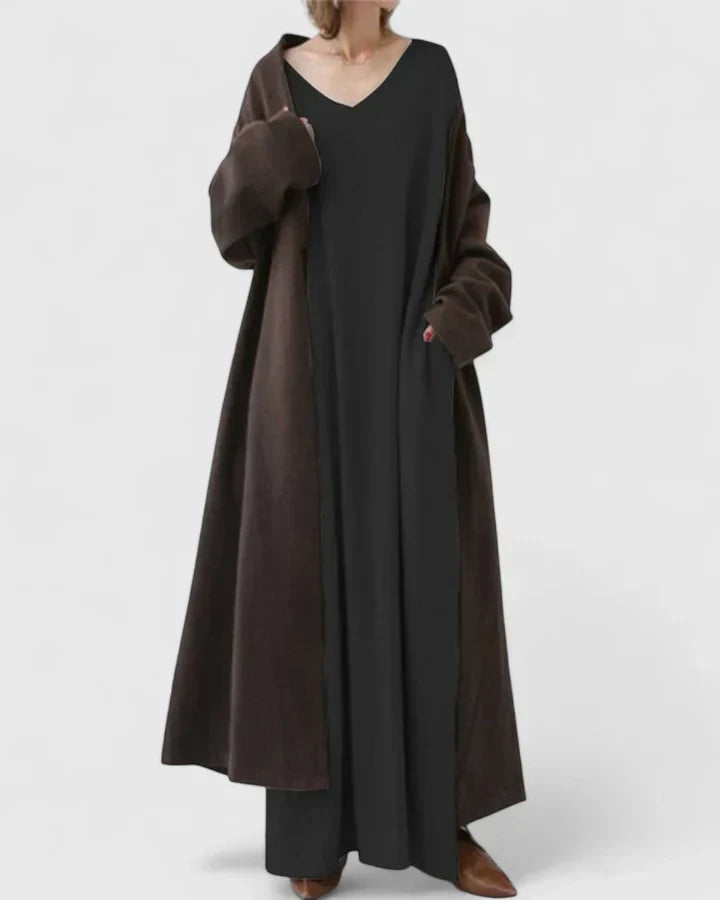 Solmund | Dame Strikket Maxikjole Oversized - Light Grey - Image 4