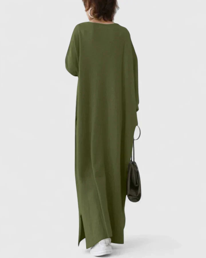 Solmund | Dame Strikket Maxikjole Oversized - Light Grey - Image 6