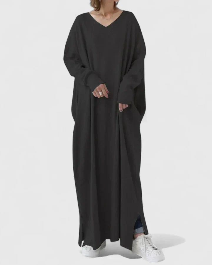 Solmund | Dame Strikket Maxikjole Oversized - Light Grey - Image 8