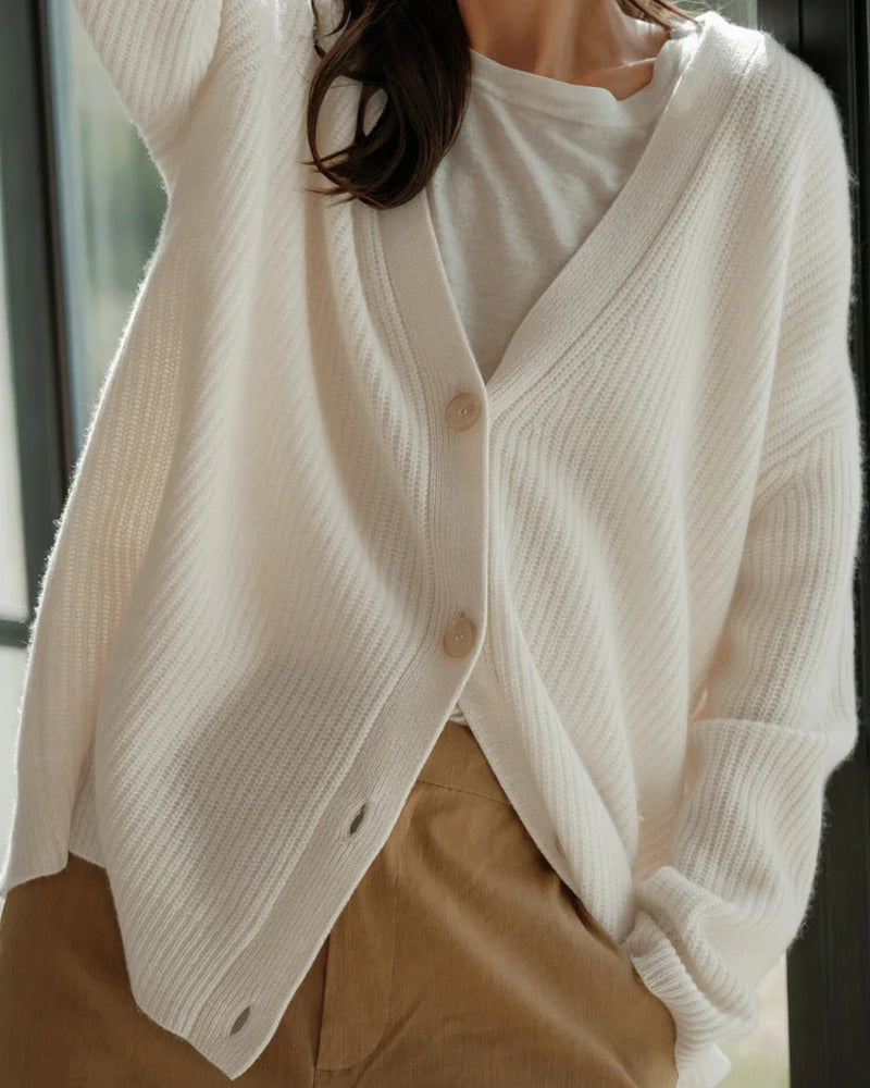 Solmunde | Dame Striktrøje Oversized Cardigan - Beige - Image 3