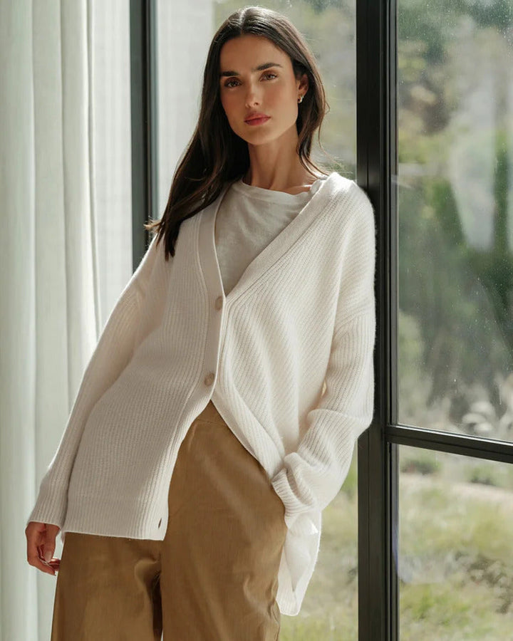Solmunde | Dame Striktrøje Oversized Cardigan - Beige - Image 9
