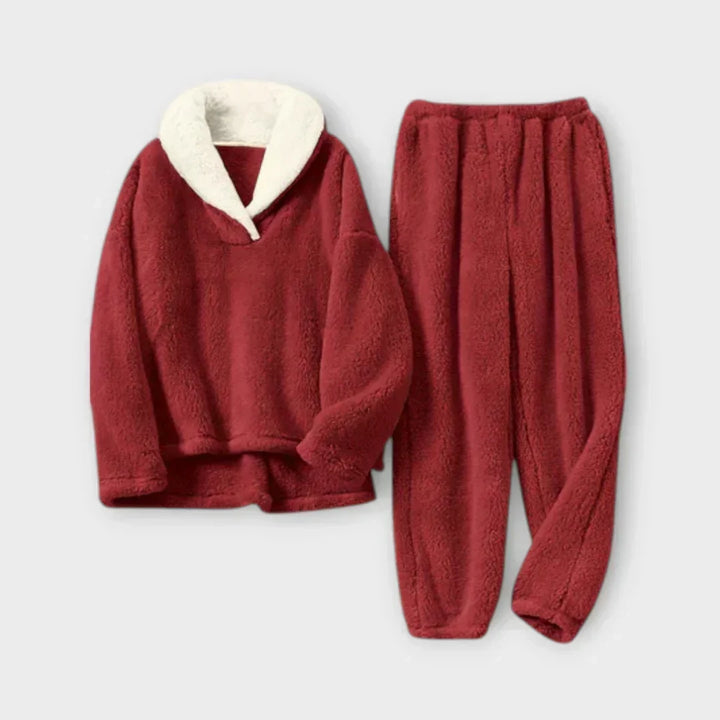 Solveig | Dame Fleece Loungesæt med Sherpa-krave - Light Grey - Image 4