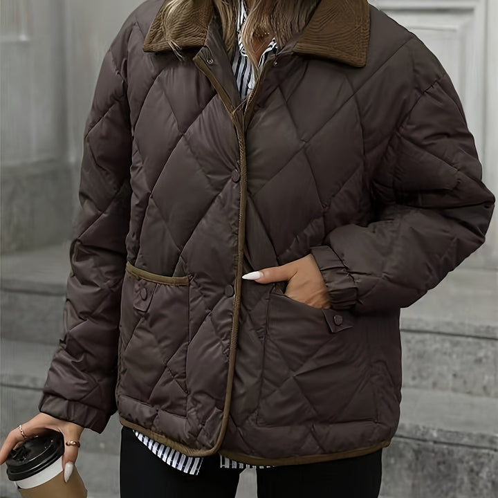 Solveig | Dame Vinterjakke Quiltet Pufferjakke - Dark Brown - Image 1