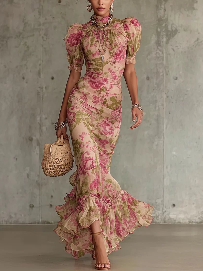Sylvaine | Dame Blomstret Maxi Kjole Havfruesnit - Image 1