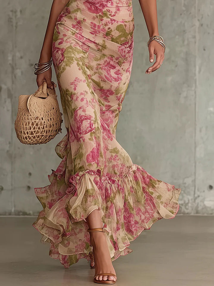 Sylvaine | Dame Blomstret Maxi Kjole Havfruesnit - Image 3