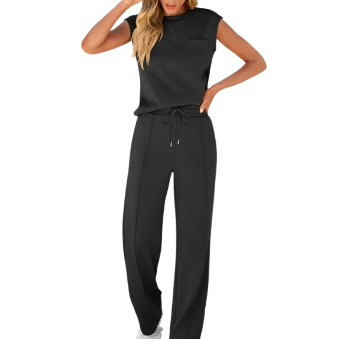 Sylvdis | Dame Bukser Sæt Cap Sleeve & Vide Ben - Image 1