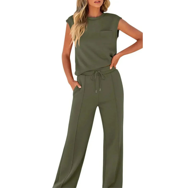 Sylvdis | Dame Bukser Sæt Cap Sleeve &amp; Vide Ben - Image 6