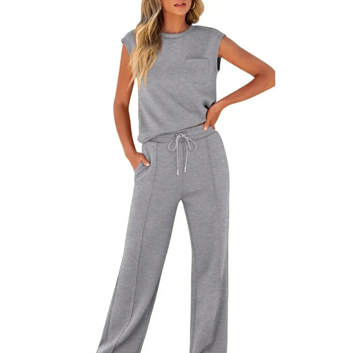 Sylvdis | Dame Bukser Sæt Cap Sleeve &amp; Vide Ben - Image 8