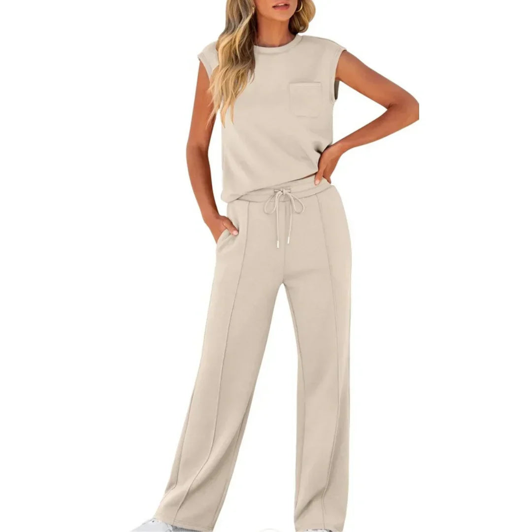 Sylvdis | Dame Bukser Sæt Cap Sleeve &amp; Vide Ben - Image 9