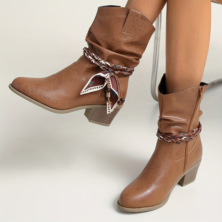 Thelvorn | Dame Støvletter med Western Detalje - Brown - Image 3