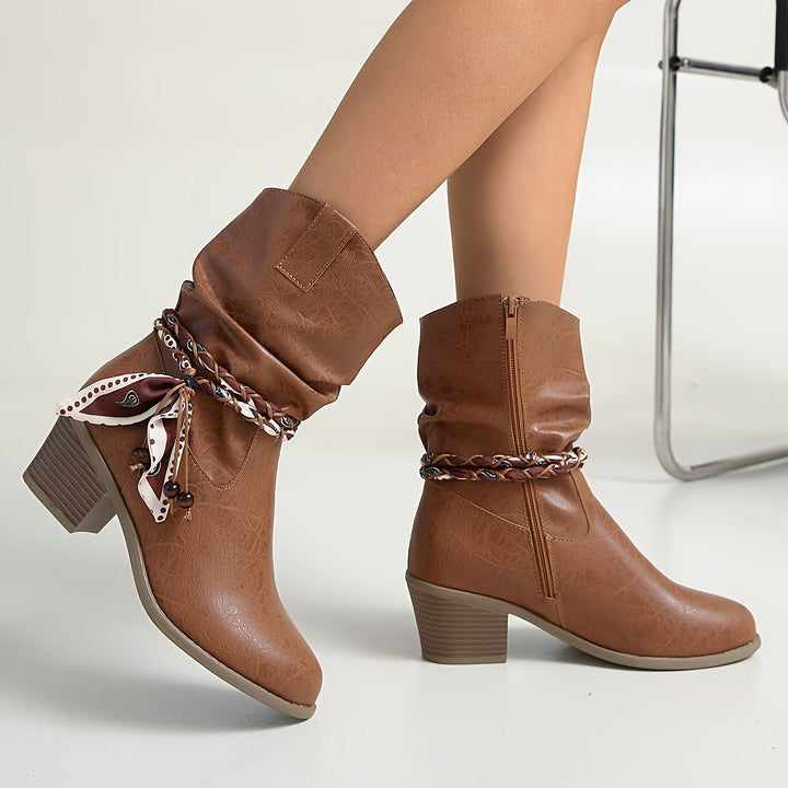 Thelvorn | Dame Støvletter med Western Detalje - Brown - Image 4