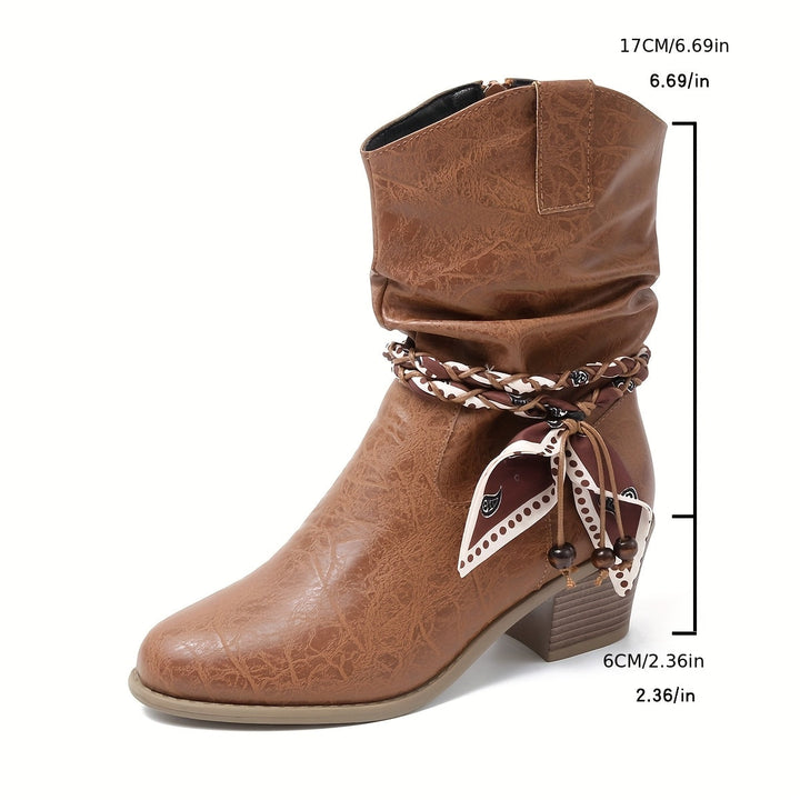 Thelvorn | Dame Støvletter med Western Detalje - Brown - Image 5