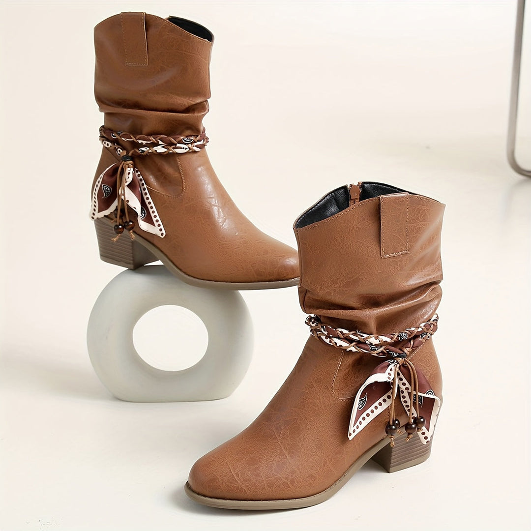 Thelvorn | Dame Støvletter med Western Detalje - Brown - Image 7