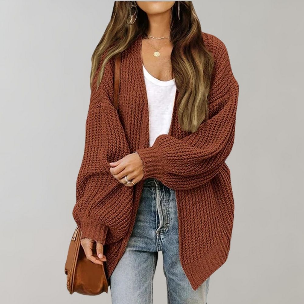 Thilda | Dame Strikket Cardigan Oversized - Black - Image 2