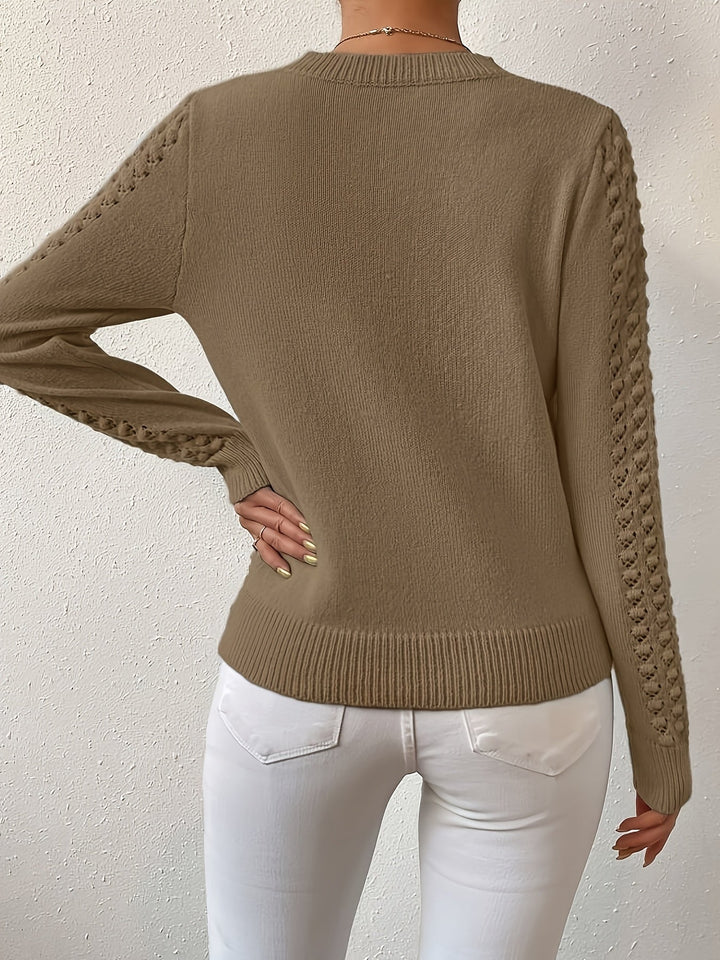 Thordina | Dame Strik Trøje med Pointelle Detalje - Light Blue - Image 10