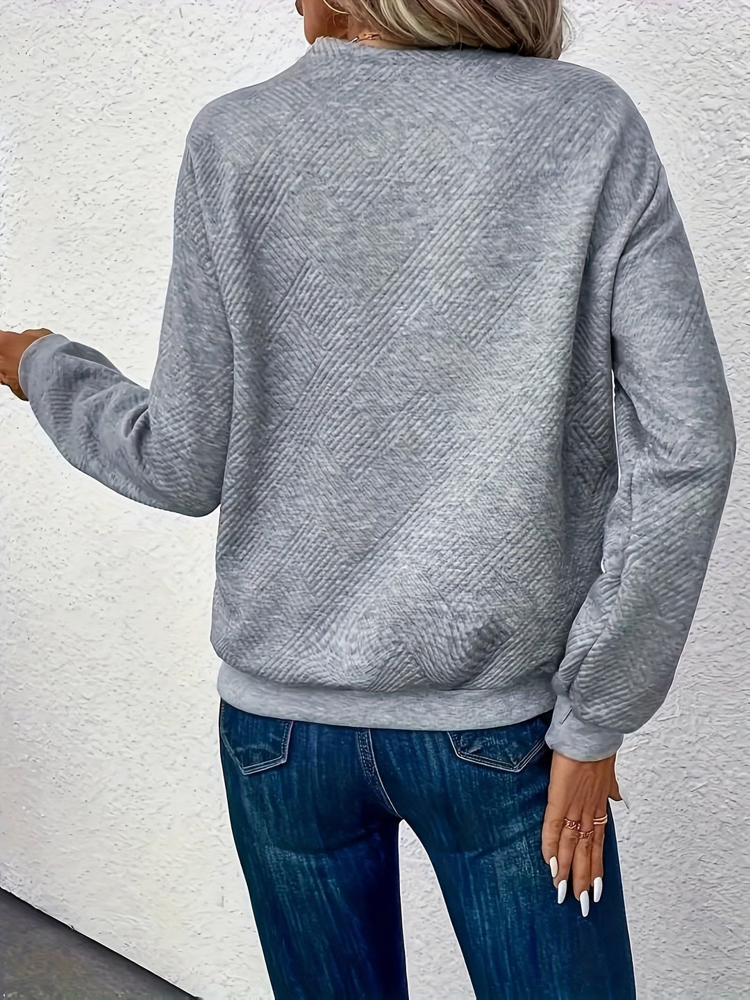 Thorduna | Dame Strik Pullover med Knapkrave - Grey - Image 6