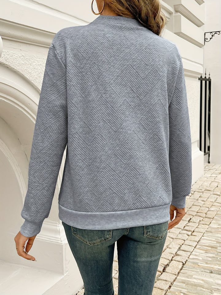 Thorduna | Dame Strik Pullover med Knapkrave - Grey - Image 9