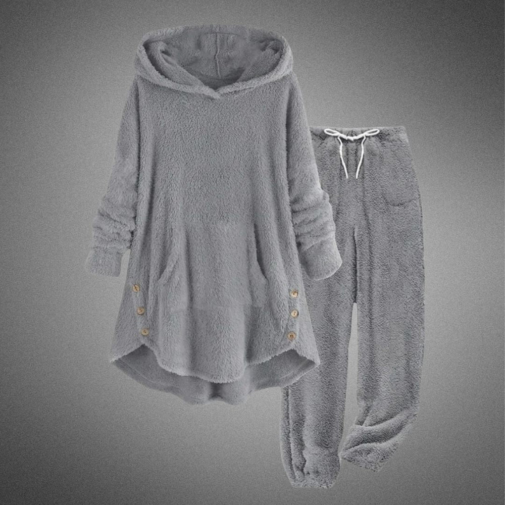 Thordvik | Dame Fleece Lounge Sæt med Hætte - Burgundy - Image 2