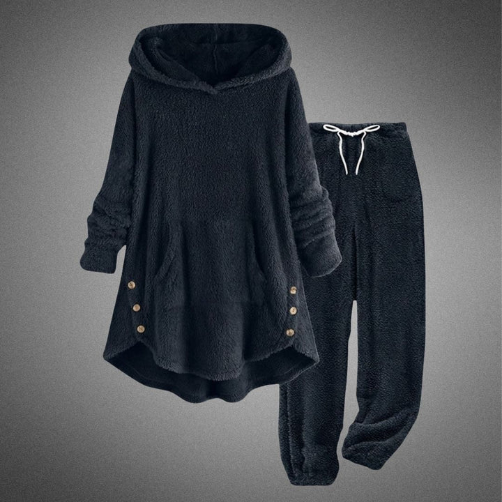 Thordvik | Dame Fleece Lounge Sæt med Hætte - Burgundy - Image 3