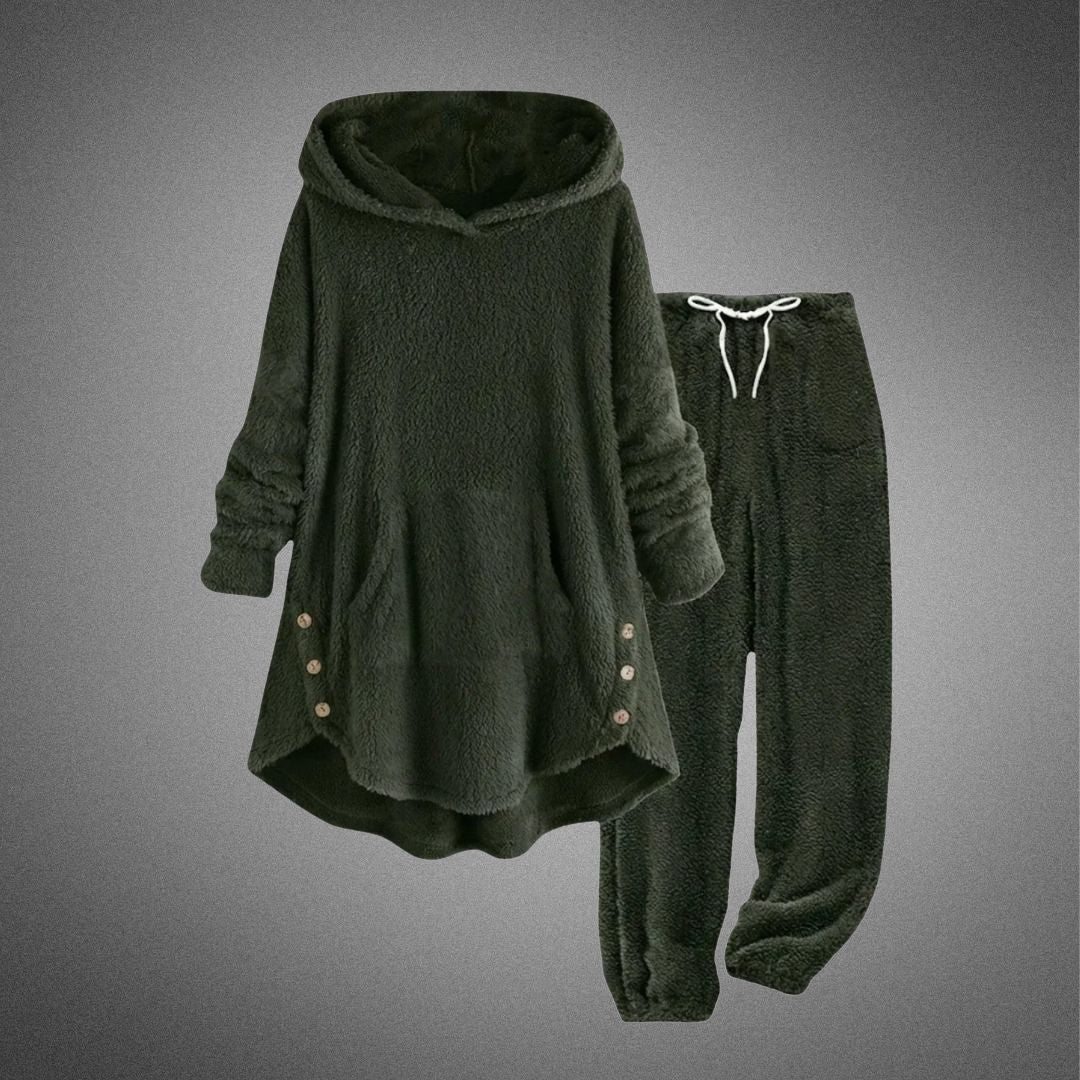 Thordvik | Dame Fleece Lounge Sæt med Hætte - Burgundy - Image 4