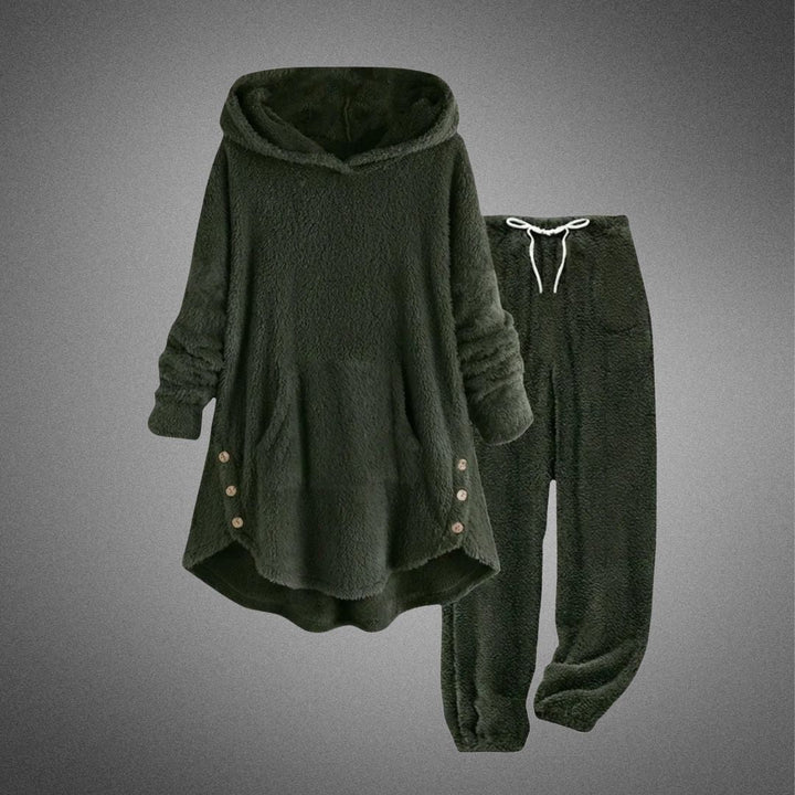 Thordvik | Dame Fleece Lounge Sæt med Hætte - Burgundy - Image 4