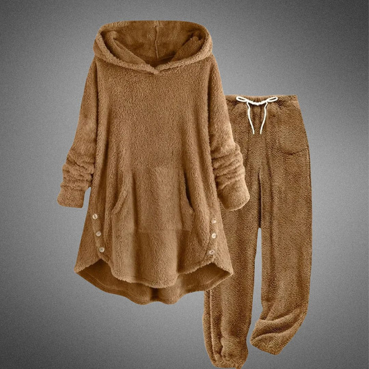 Thordvik | Dame Fleece Lounge Sæt med Hætte - Burgundy - Image 5