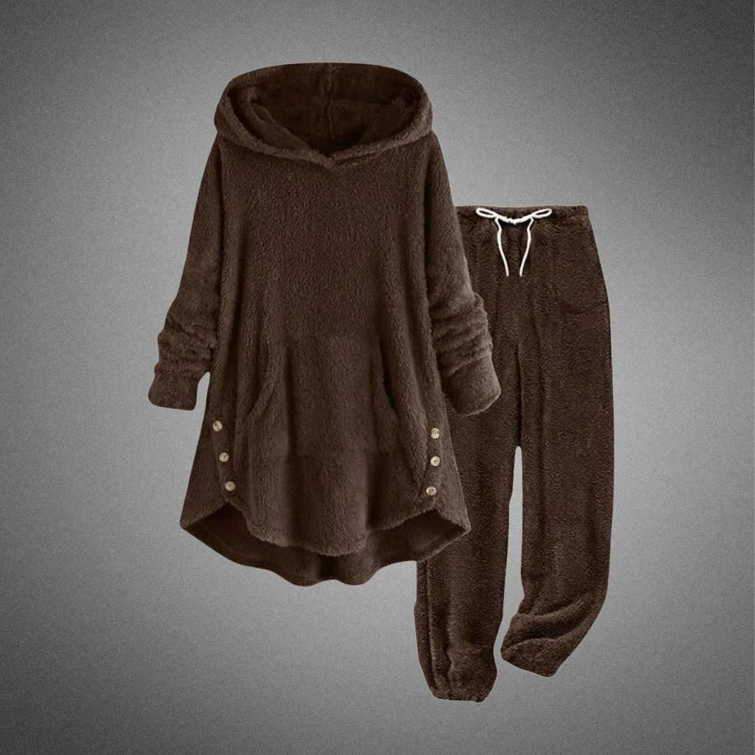 Thordvik | Dame Fleece Lounge Sæt med Hætte - Burgundy - Image 6