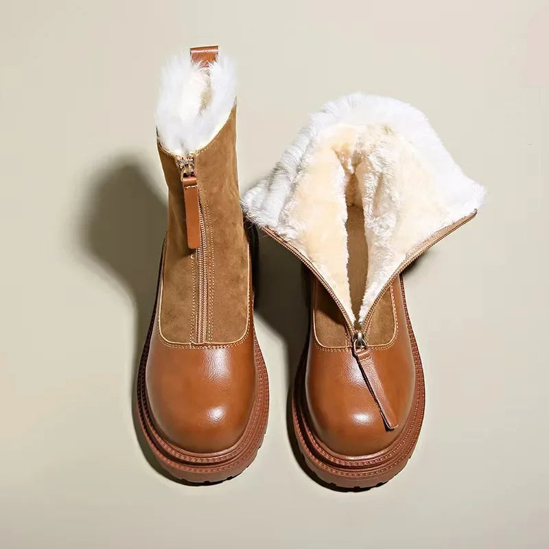 Thyra | Dame Vinterstøvler med Pelsfór - Brown - Image 3