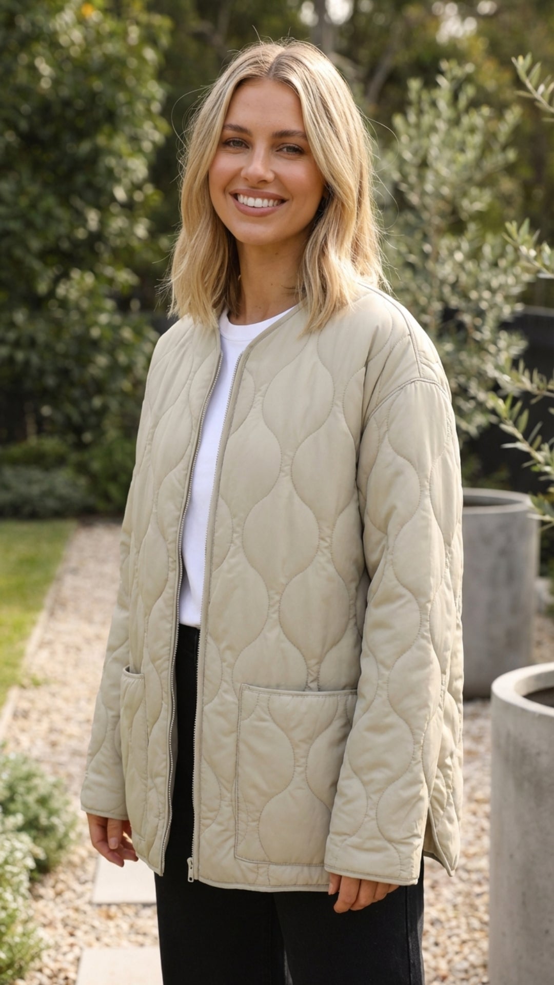Tilde | Dame Quiltet Vinterjakke - Beige - Image 1