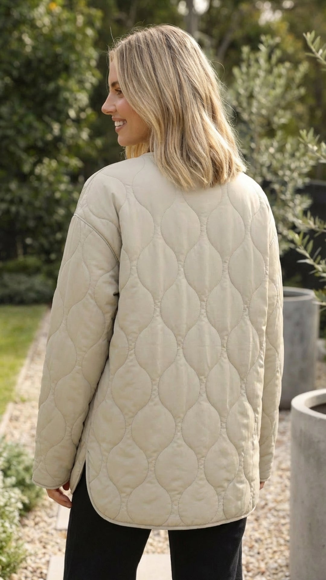 Tilde | Dame Quiltet Vinterjakke - Beige - Image 3