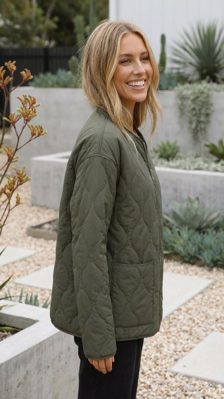 Tilde | Dame Quiltet Vinterjakke - Beige - Image 6