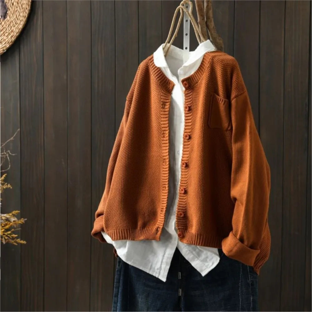 Tivane | Women's Relaxed Fit Knit Cardigan - Orange - Image 1