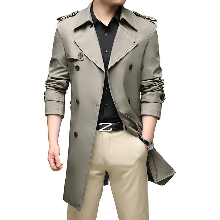 Toralf | Herre Trenchcoat Dobbeltknappet Langfrakke - Navy - Image 11