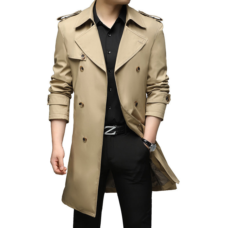 Toralf | Herre Trenchcoat Dobbeltknappet Langfrakke - Navy - Image 2