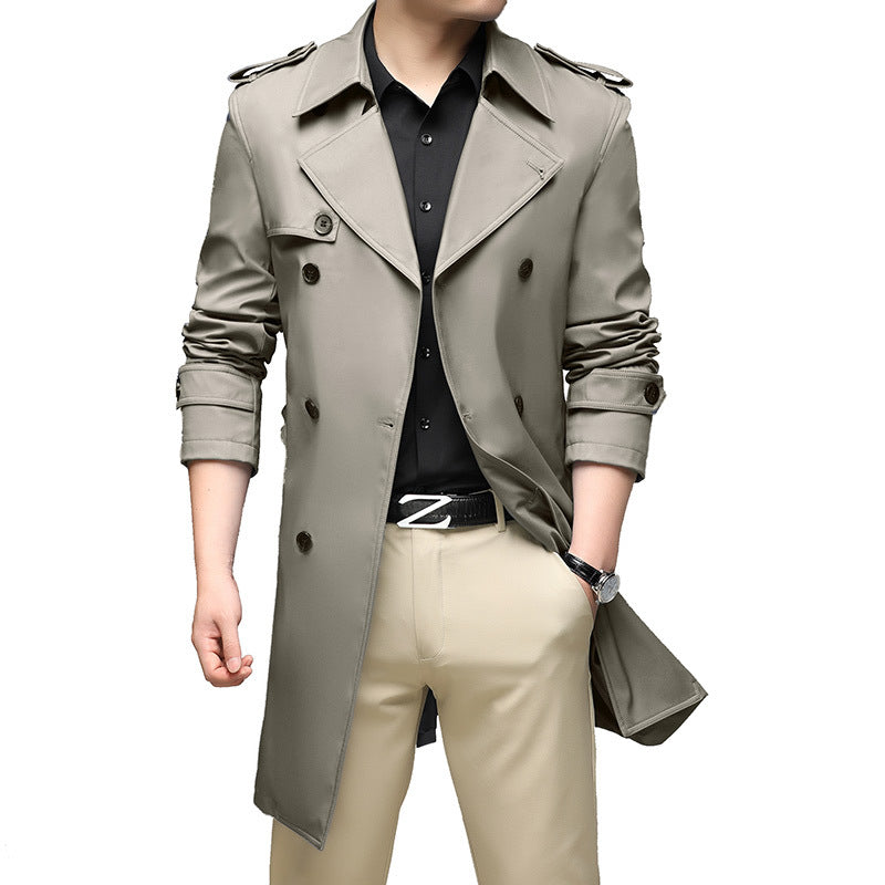 Toralf | Herre Trenchcoat Dobbeltknappet Langfrakke - Navy - Image 5