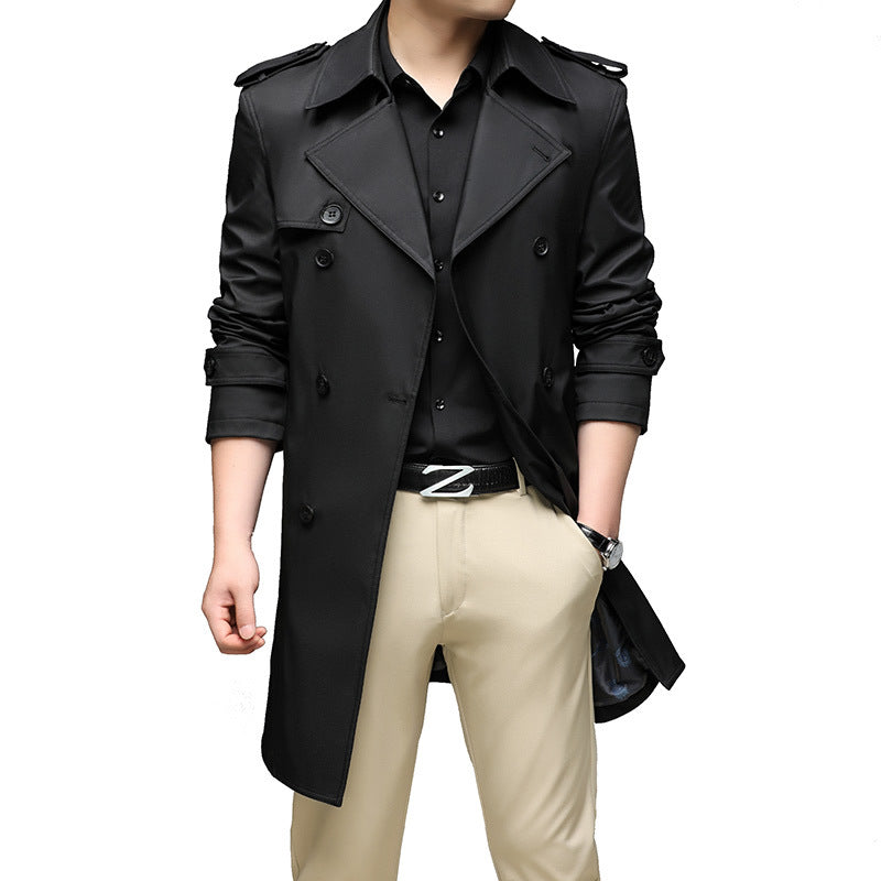 Toralf | Herre Trenchcoat Dobbeltknappet Langfrakke - Navy - Image 6