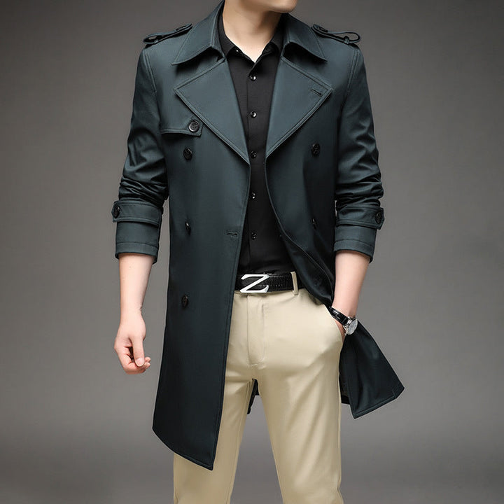 Toralf | Herre Trenchcoat Dobbeltknappet Langfrakke - Navy - Image 8