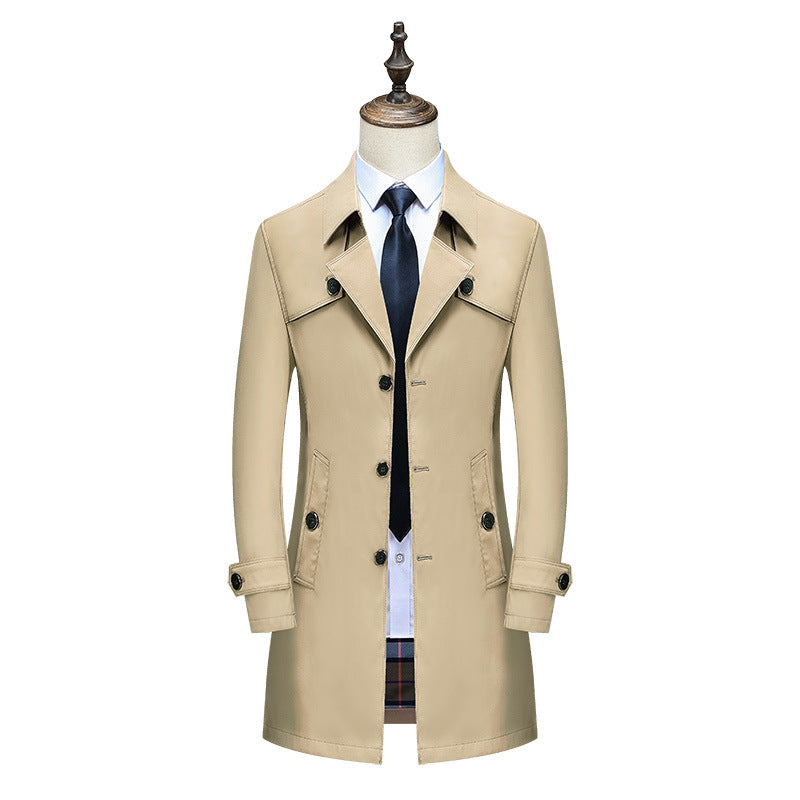 Toralf | Herre trenchcoat slim fit mellemlang - Beige - Image 5