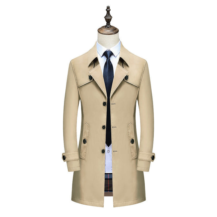Toralf | Herre trenchcoat slim fit mellemlang - Beige - Image 5
