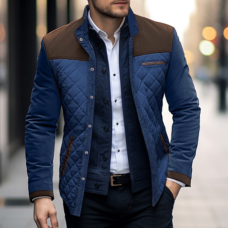 Torben | Herre Vinterjakke Quiltet Colorblock - Blue - Image 1