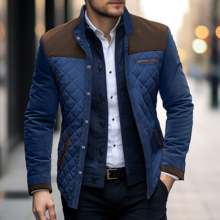 Torben | Herre Vinterjakke Quiltet Colorblock - Blue - Image 1
