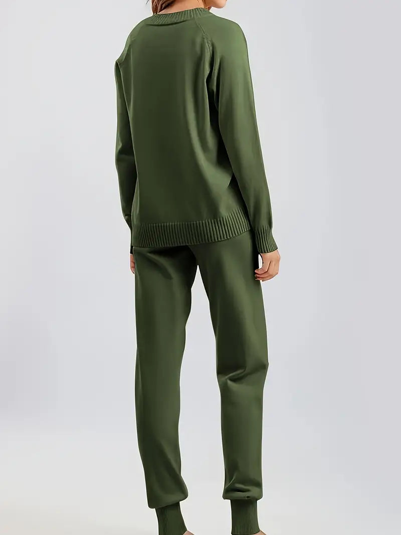Valdine | Dame Strik Loungeset med Joggers - Cream - Image 7