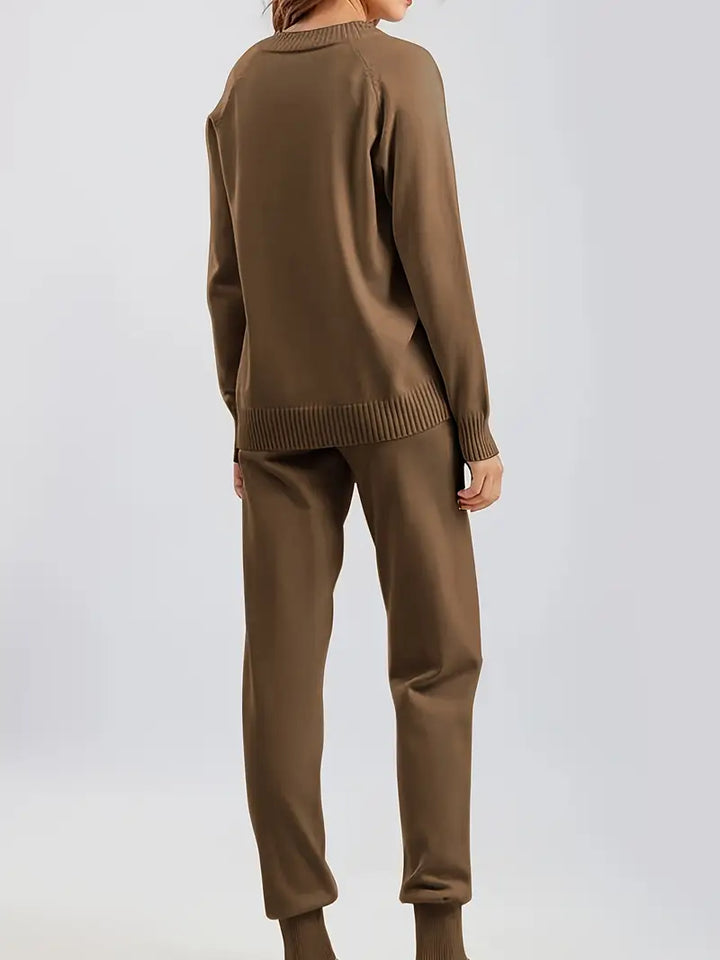 Valdine | Dame Strik Loungeset med Joggers - Cream - Image 8
