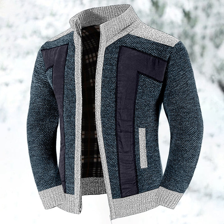 Valdric | Herre strikjakke lynlås colorblock - Light Grey - Image 10