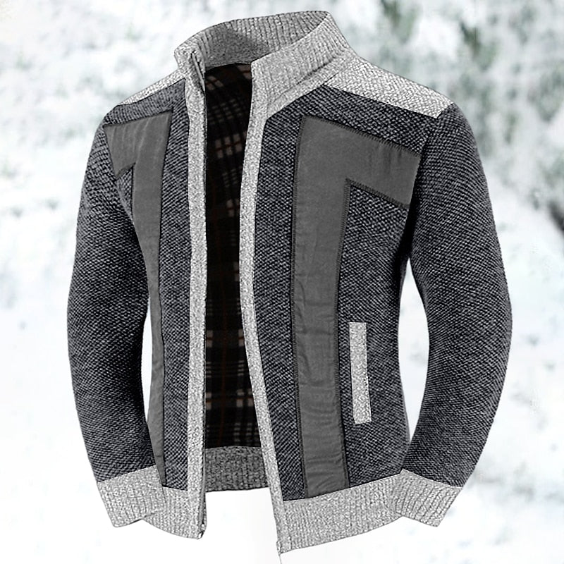 Valdric | Herre strikjakke lynlås colorblock - Light Grey - Image 11