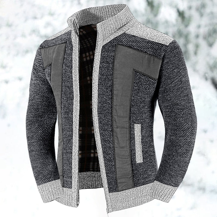 Valdric | Herre strikjakke lynlås colorblock - Light Grey - Image 11